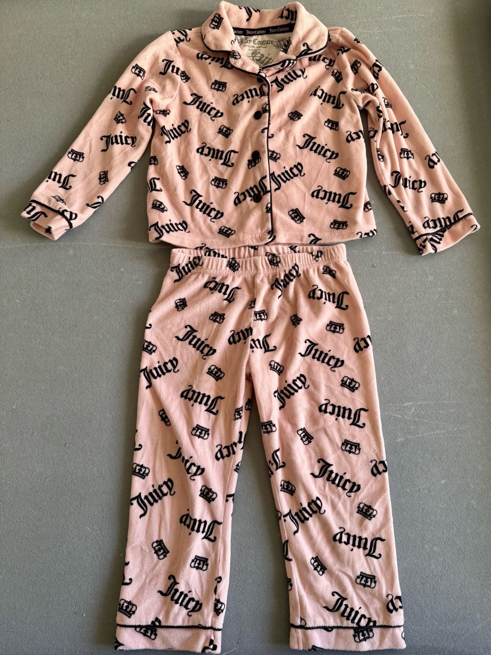 Juicy Couture, Girl's Pink Logo Button-Front Pajama Set 3T